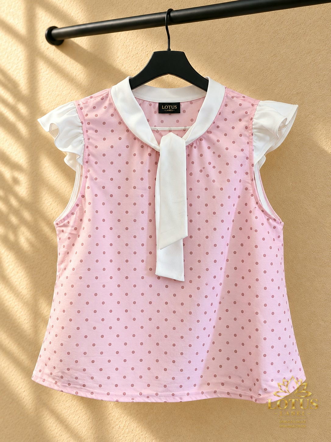 Áo hồng thắt nơ LOTUS LABEL